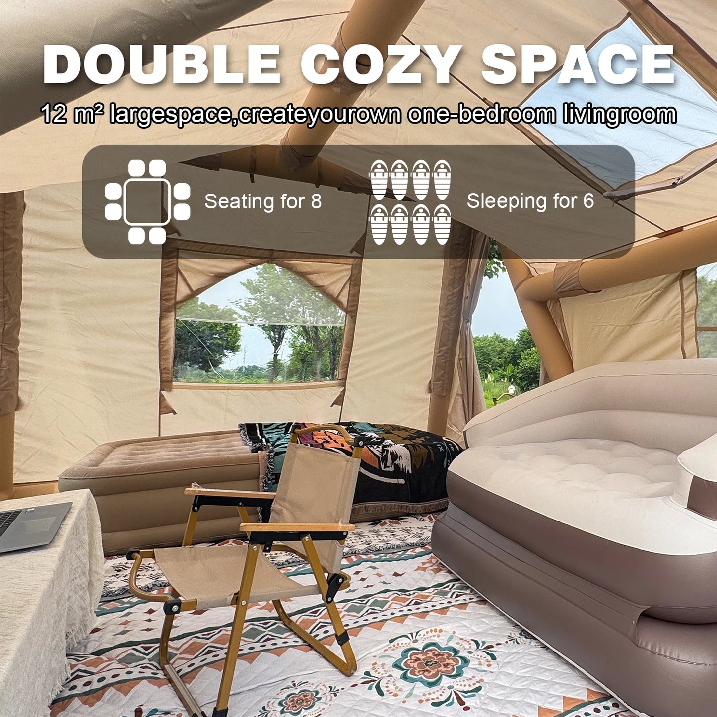CampMate Inflatable Luxury Tent with Canopy